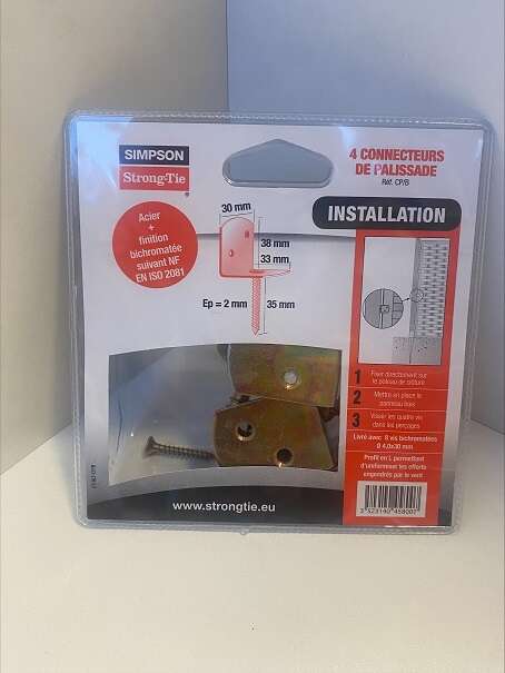 Image du produit EQUERRE GALVA L + Vis BLISTER 4 Pi&egrave;ces (16)