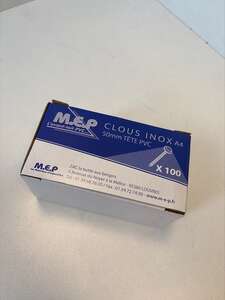 Image produit POINTE INOX 5cm TETE PVC BLANC (100/Boîte)